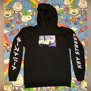 Black and purple graphic key street hoodie